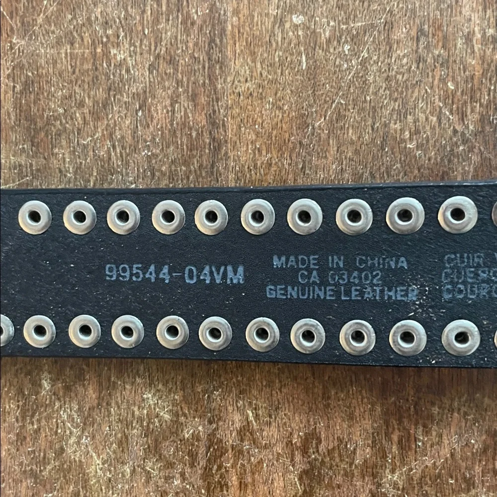 Harley-Davidson Black Leather Belt with Silver Studded Buckle Sz 36